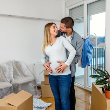 Happy couple in new home